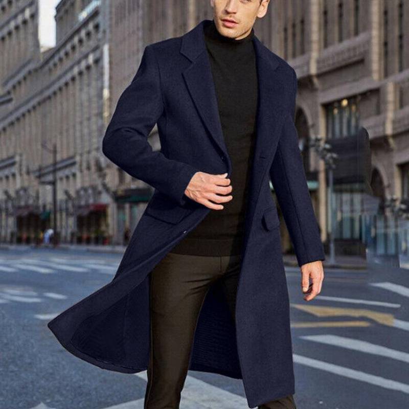 Men's Long Trench Woolen Coat - The 4 Season Clothing Brand