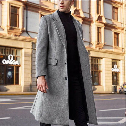 Men's Long Trench Woolen Coat - The 4 Season Clothing Brand