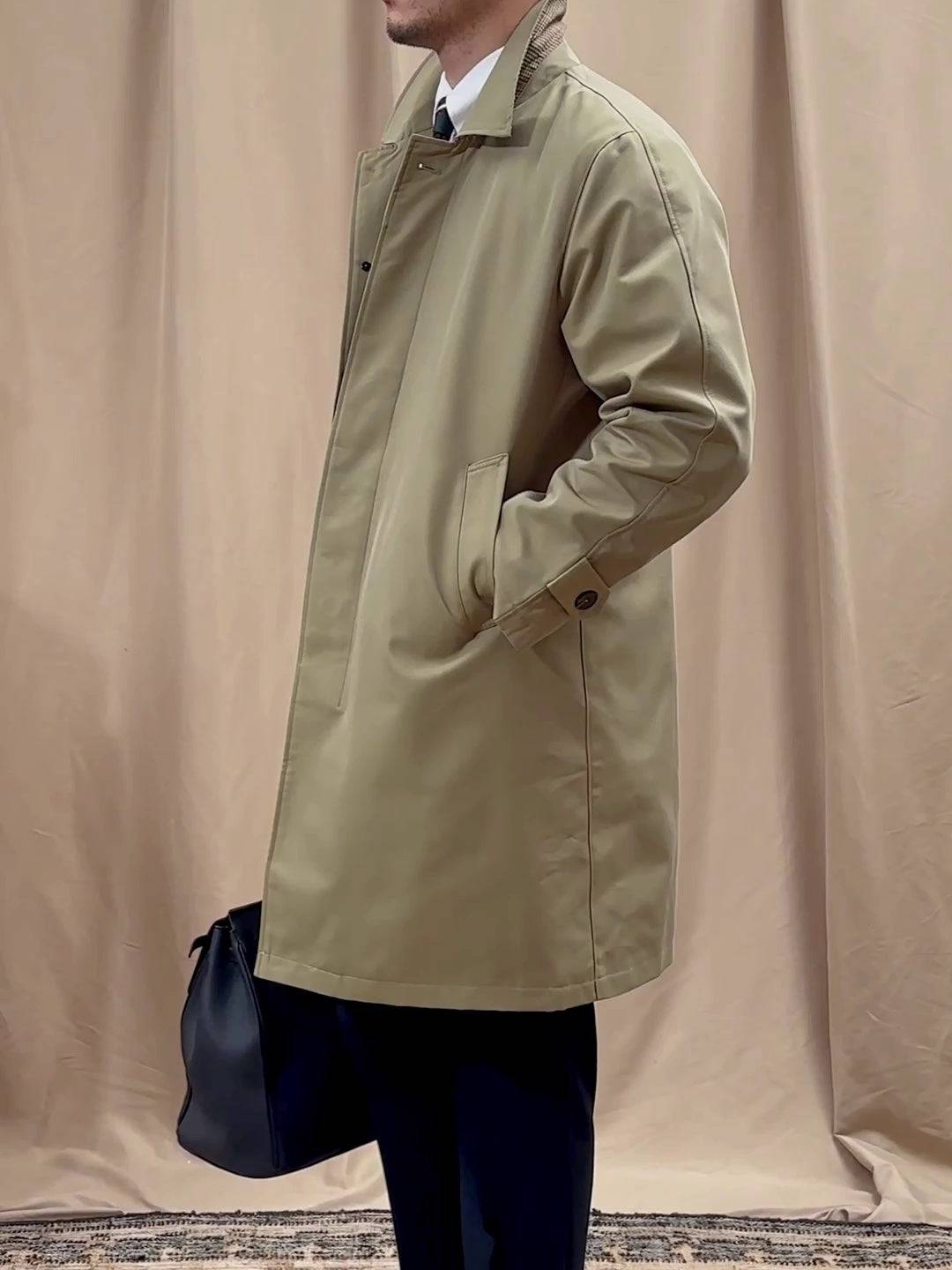 Lapel Single Breasted Business Casual Mid-length Trench Coat - The 4 Season Clothing Brand