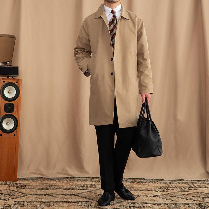 Lapel Single Breasted Business Casual Mid-length Trench Coat - The 4 Season Clothing Brand