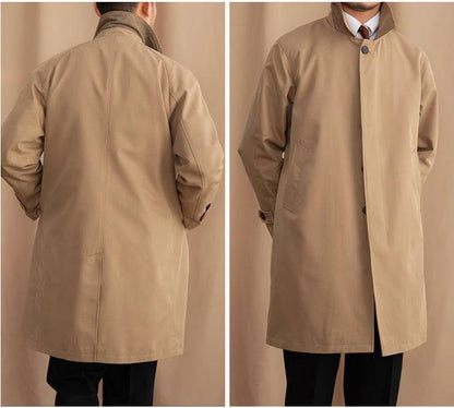 Lapel Single Breasted Business Casual Mid-length Trench Coat - The 4 Season Clothing Brand