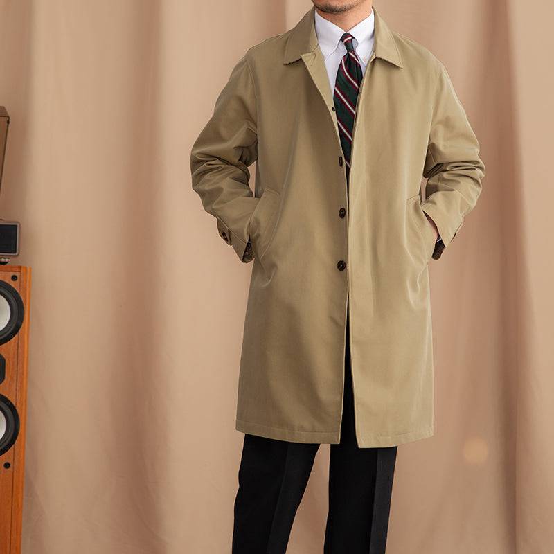 Lapel Single Breasted Business Casual Mid-length Trench Coat - The 4 Season Clothing Brand