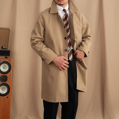 Lapel Single Breasted Business Casual Mid-length Trench Coat - The 4 Season Clothing Brand