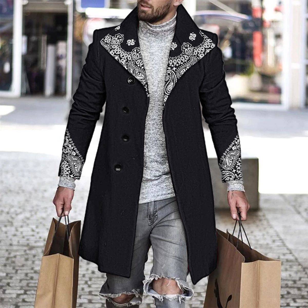 Men's Woolen Lapel Trench Coat - The 4 Season Clothing Brand