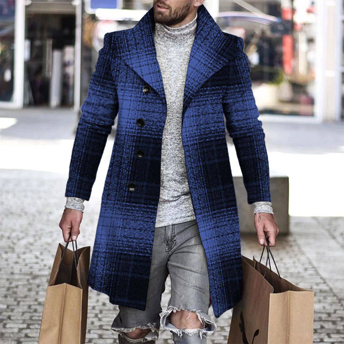 Men's Woolen Lapel Trench Coat - The 4 Season Clothing Brand