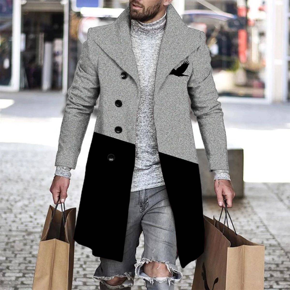 Men's Woolen Lapel Trench Coat - The 4 Season Clothing Brand