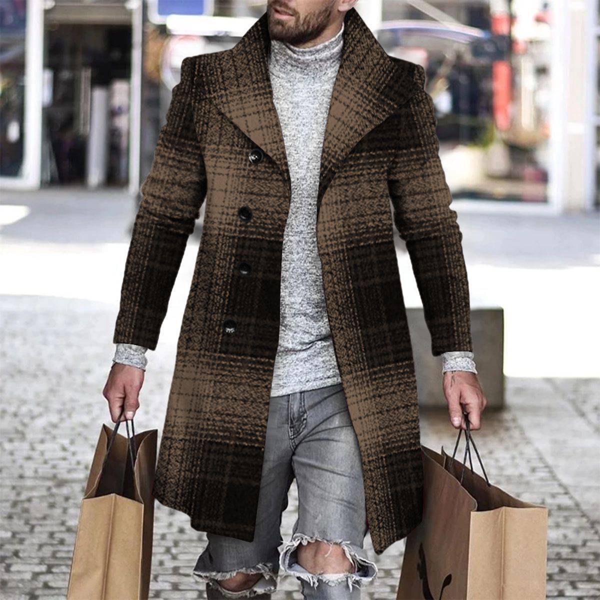 Men's Woolen Lapel Trench Coat - The 4 Season Clothing Brand