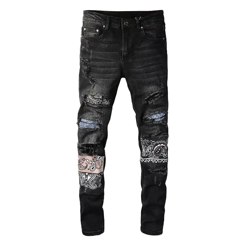 KsUbI Ripped Bandanna Jeans The Seasons Streetwear